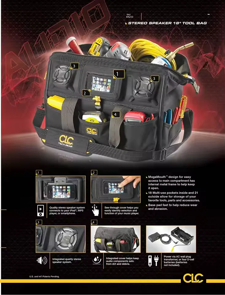 A233 Wide-Mouth Tool Bag with Speaker Module
